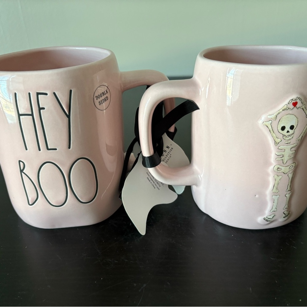 New Rae Dunn Halloween Pink 'Hey Boo' Skeleton Mug 1 Mug
